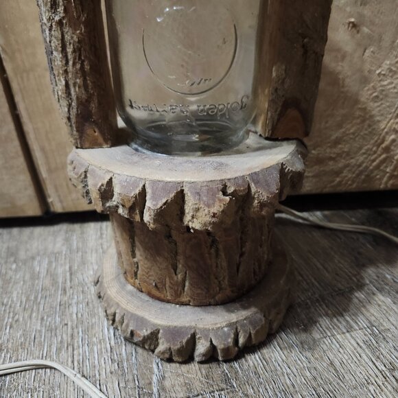 rustic wooden with glass mason jar lantern - Picture 4 of 14
